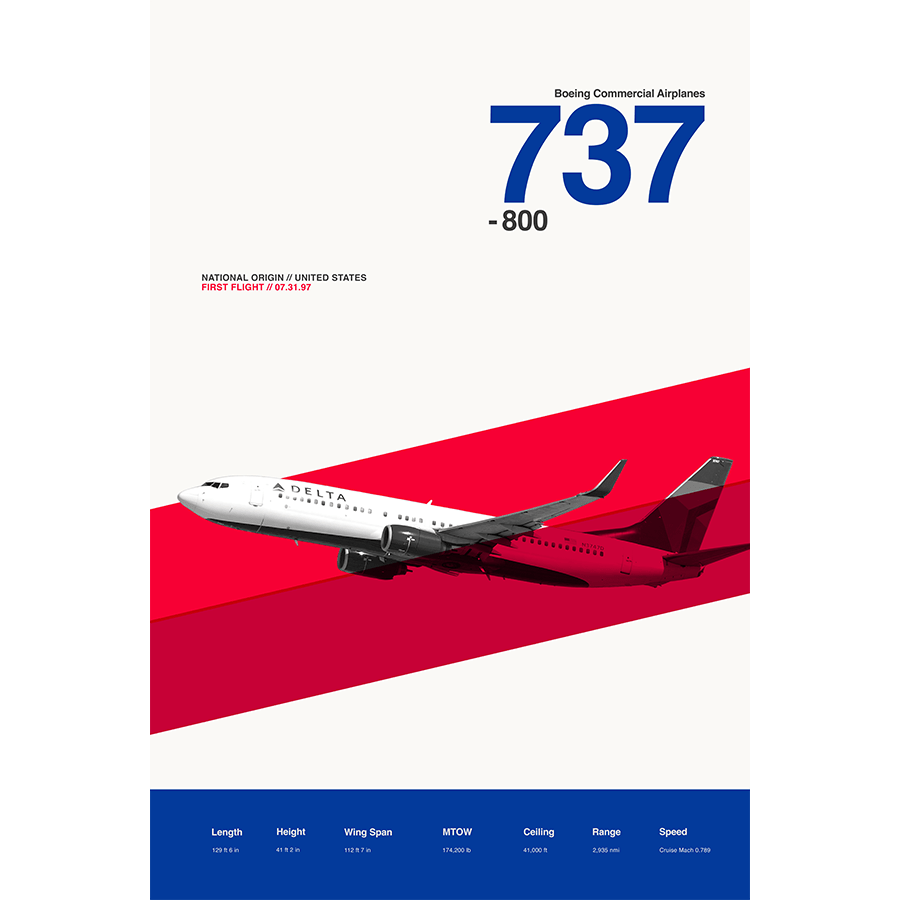 737-800 Ver 2 Aircraft Poster – Modern Art by 08 Left