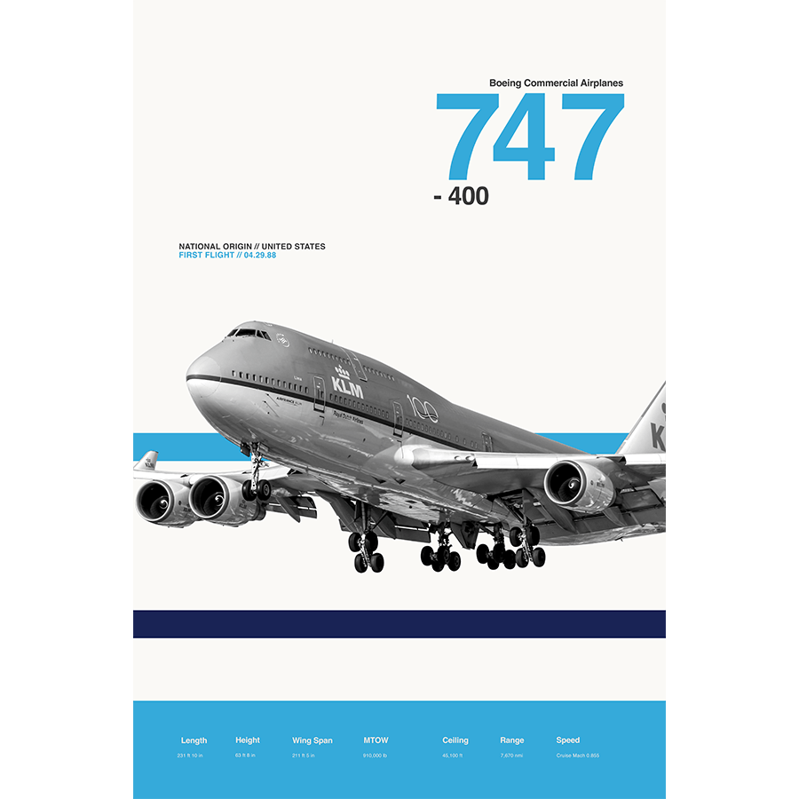 747-400 Ver 2 Aircraft Poster – Modern Art by 08 Left