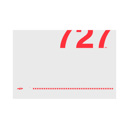 727-200 Windows, red on gray poster by 08 Left