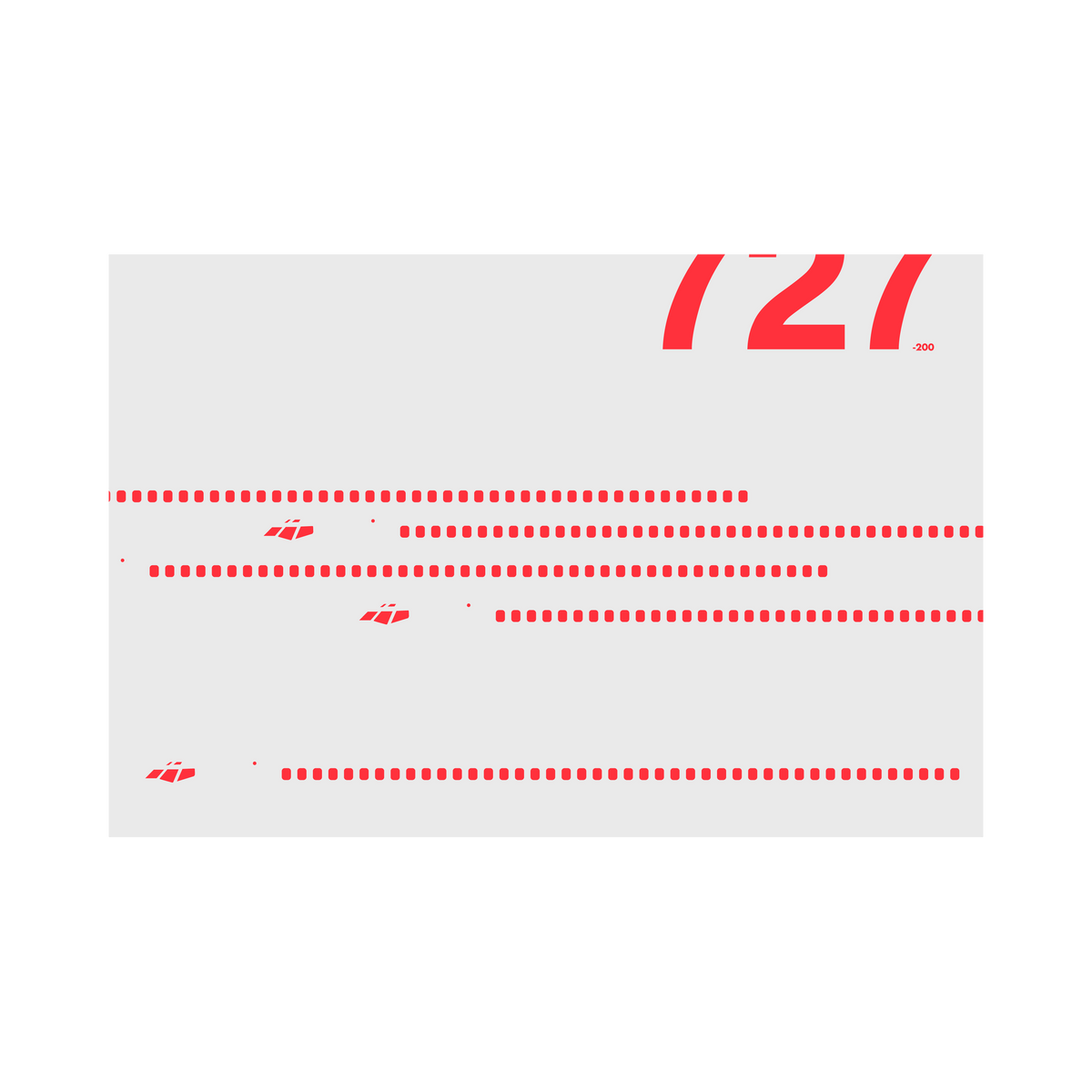 727-200 Windows, red on gray poster by 08 Left