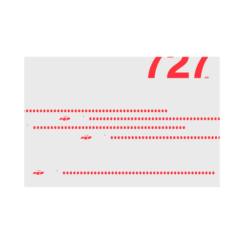 727-200 Windows, red on gray poster by 08 Left