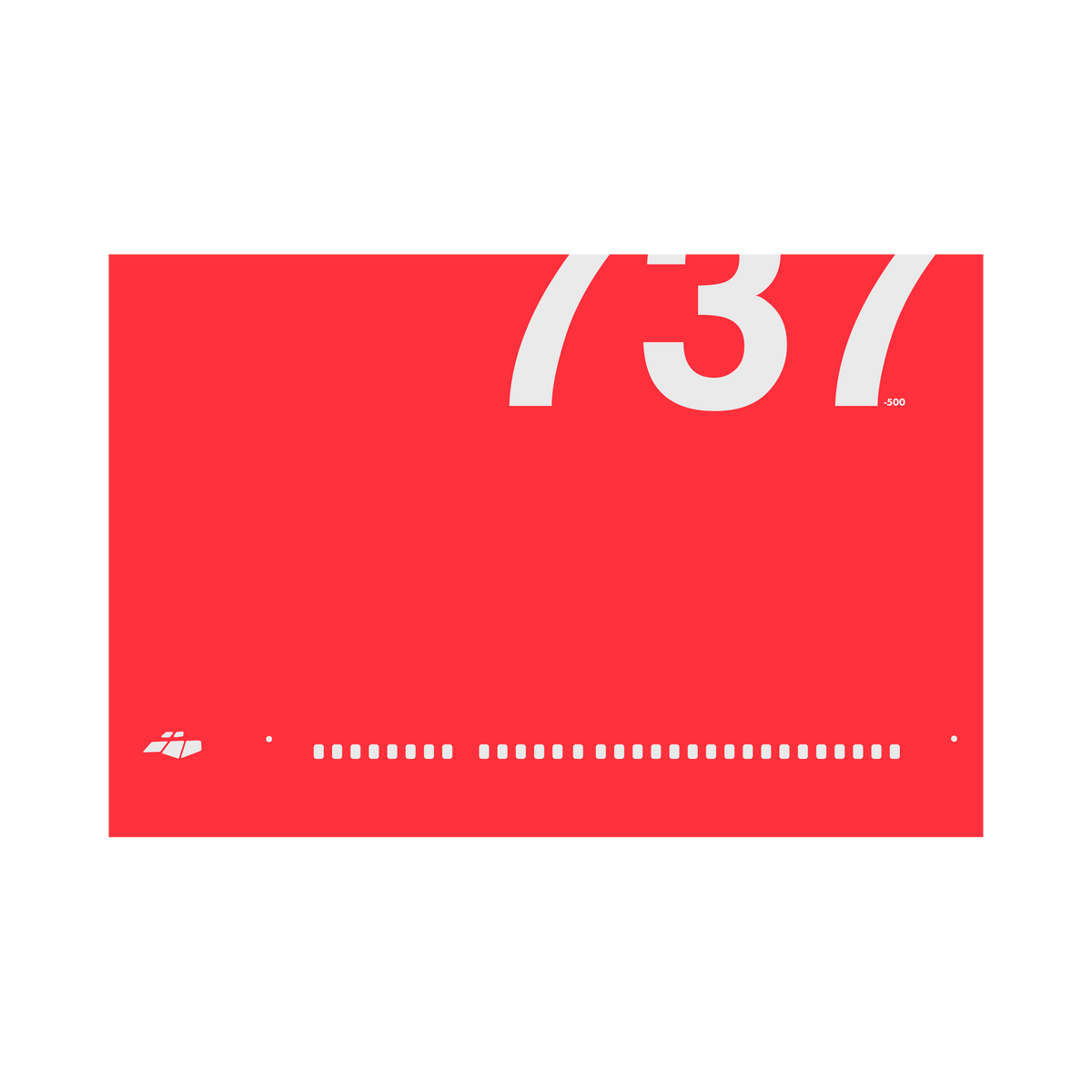 737-500 Windows, gray on red poster by 08 Left