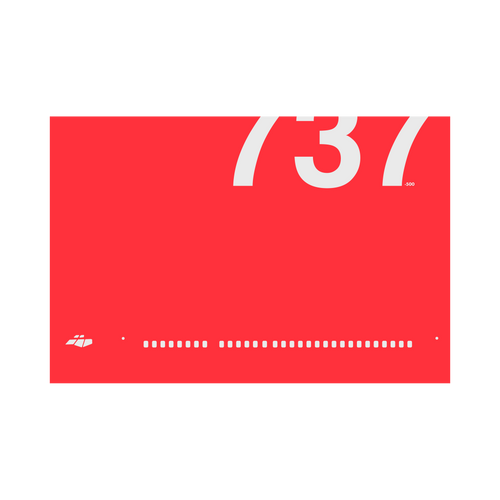 737-500 Windows, gray on red poster by 08 Left