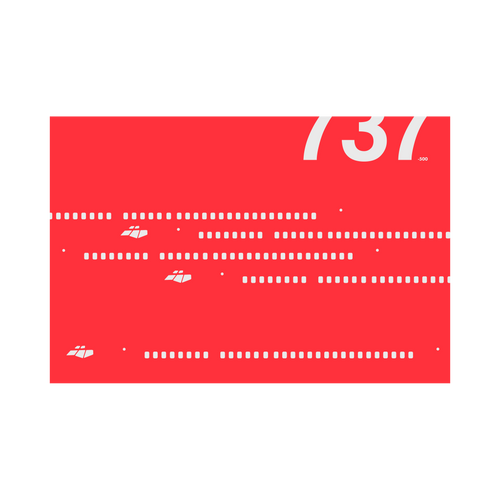 737-500 Windows, gray on red poster by 08 Left