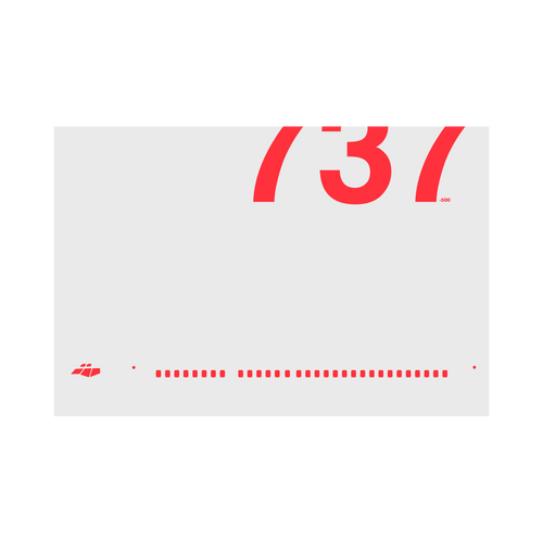 737-500 Windows, red on gray poster by 08 Left