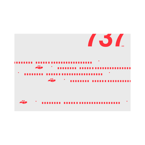 737-500 Windows, red on gray poster by 08 Left
