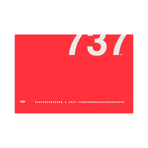 737-800 Windows, gray on red poster by 08 Left
