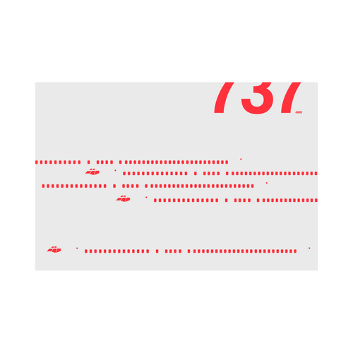 737-800 Windows, red on gray poster by 08 Left