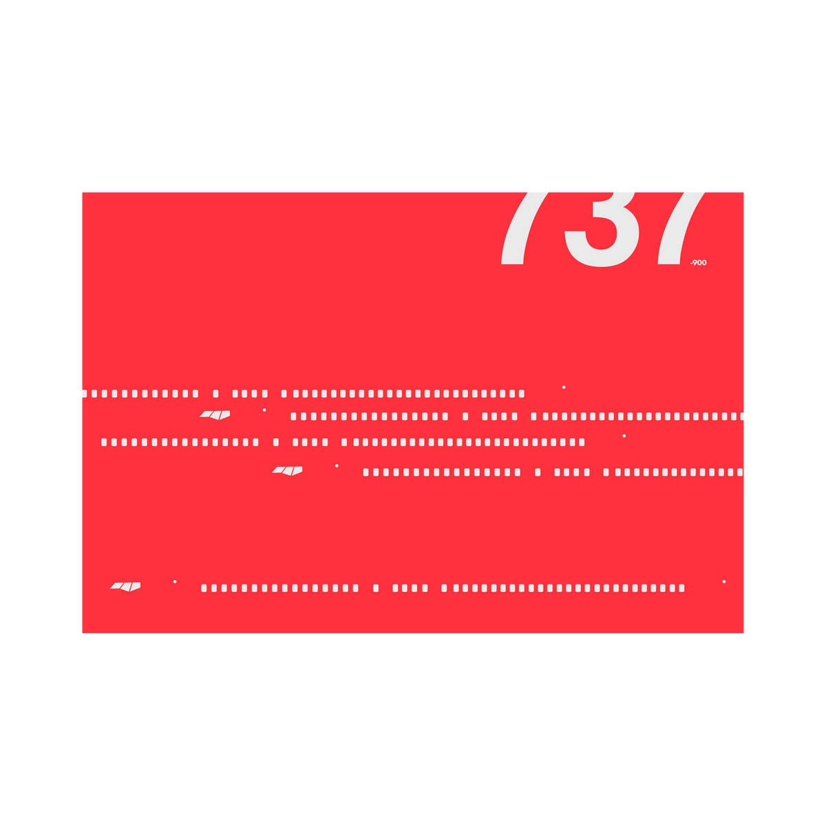 737-900 Windows, gray on red poster by 08 Left