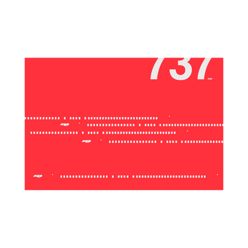 737-900 Windows, gray on red poster by 08 Left
