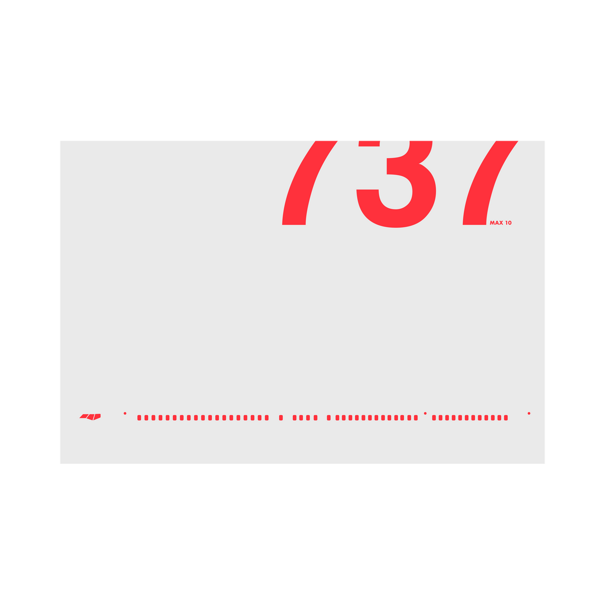 737 MAX 10 Windows, red on gray poster by 08 Left