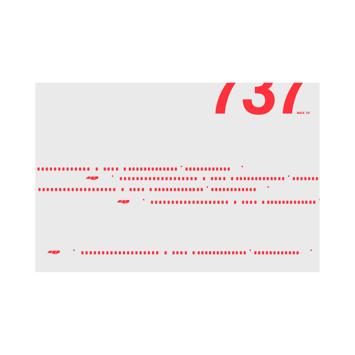 737 MAX 10 Windows, red on gray poster by 08 Left