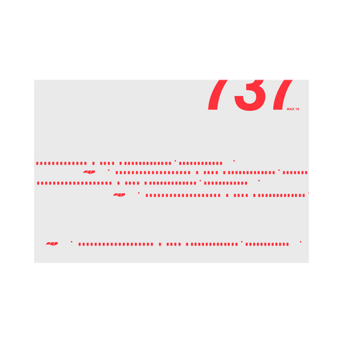 737 MAX 10 Windows, red on gray poster by 08 Left