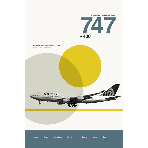 747-400 Aircraft Poster – Modern Art by 08 Left