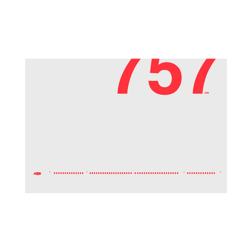 757-300 Windows, red on gray poster by 08 Left