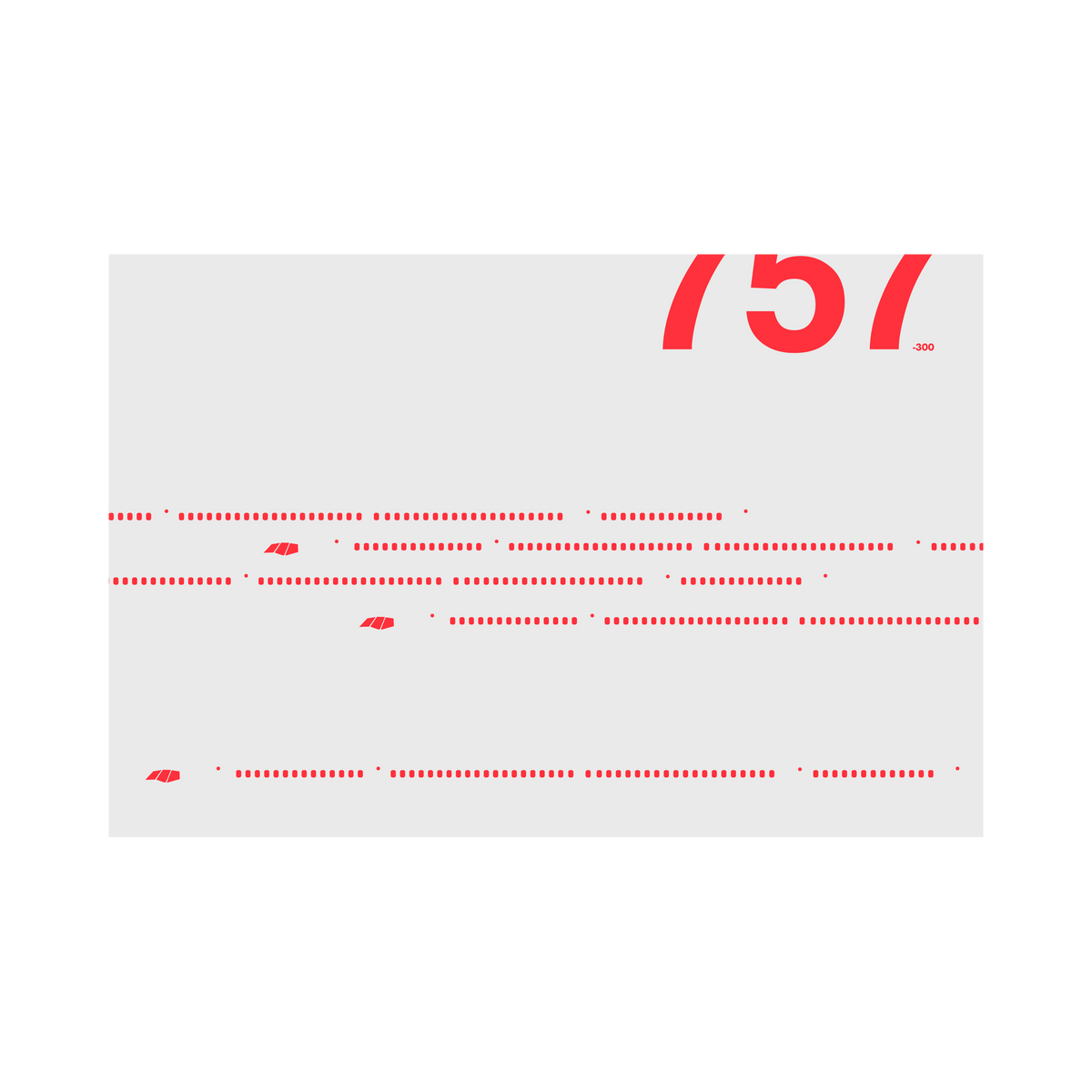 757-300 Windows, red on gray poster by 08 Left