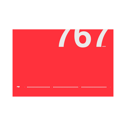 767-400ER Windows, gray on red poster by 08 Left