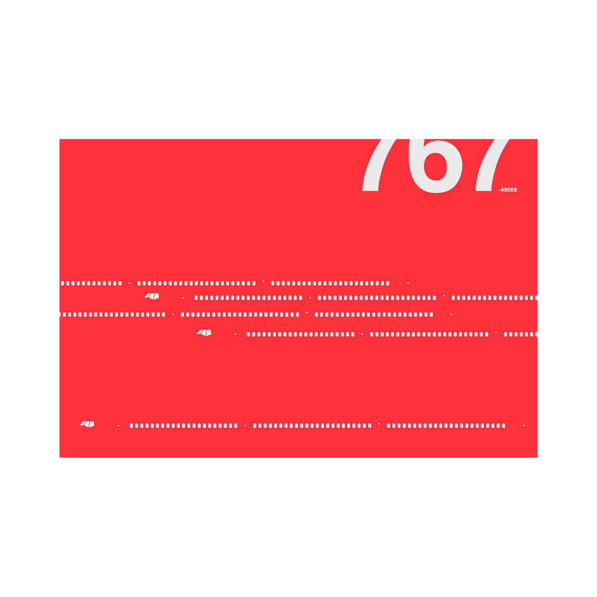 767-400ER Windows, gray on red poster by 08 Left