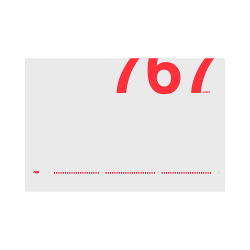 767-400ER Windows, red on gray poster by 08 Left