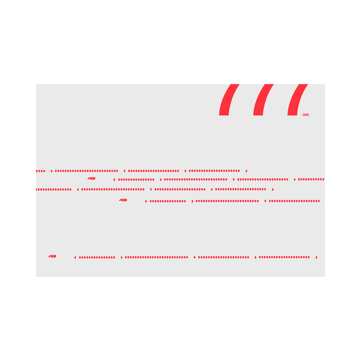 777-300 Windows, red on gray poster by 08 Left