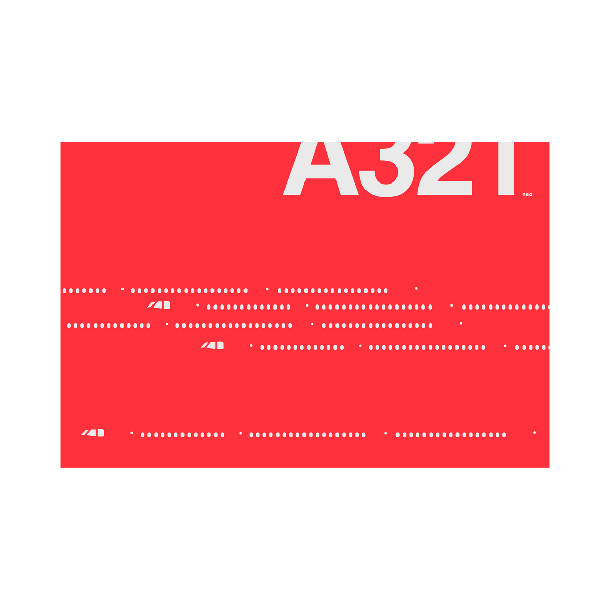 A321neo Windows, gray on red poster by 08 Left