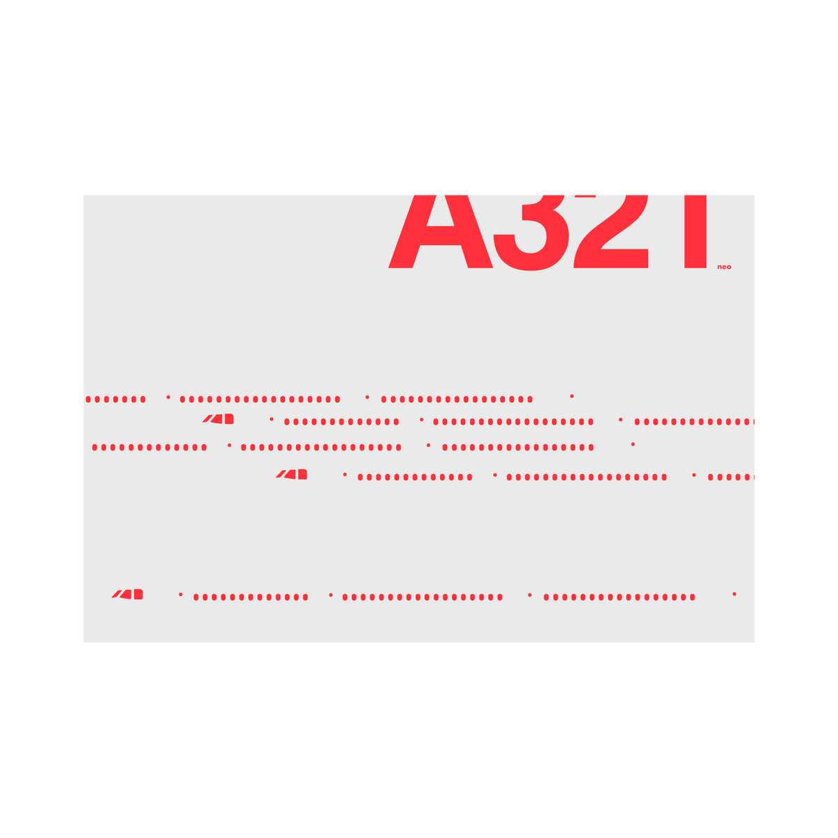 A321neo Windows, red on gray poster by 08 Left