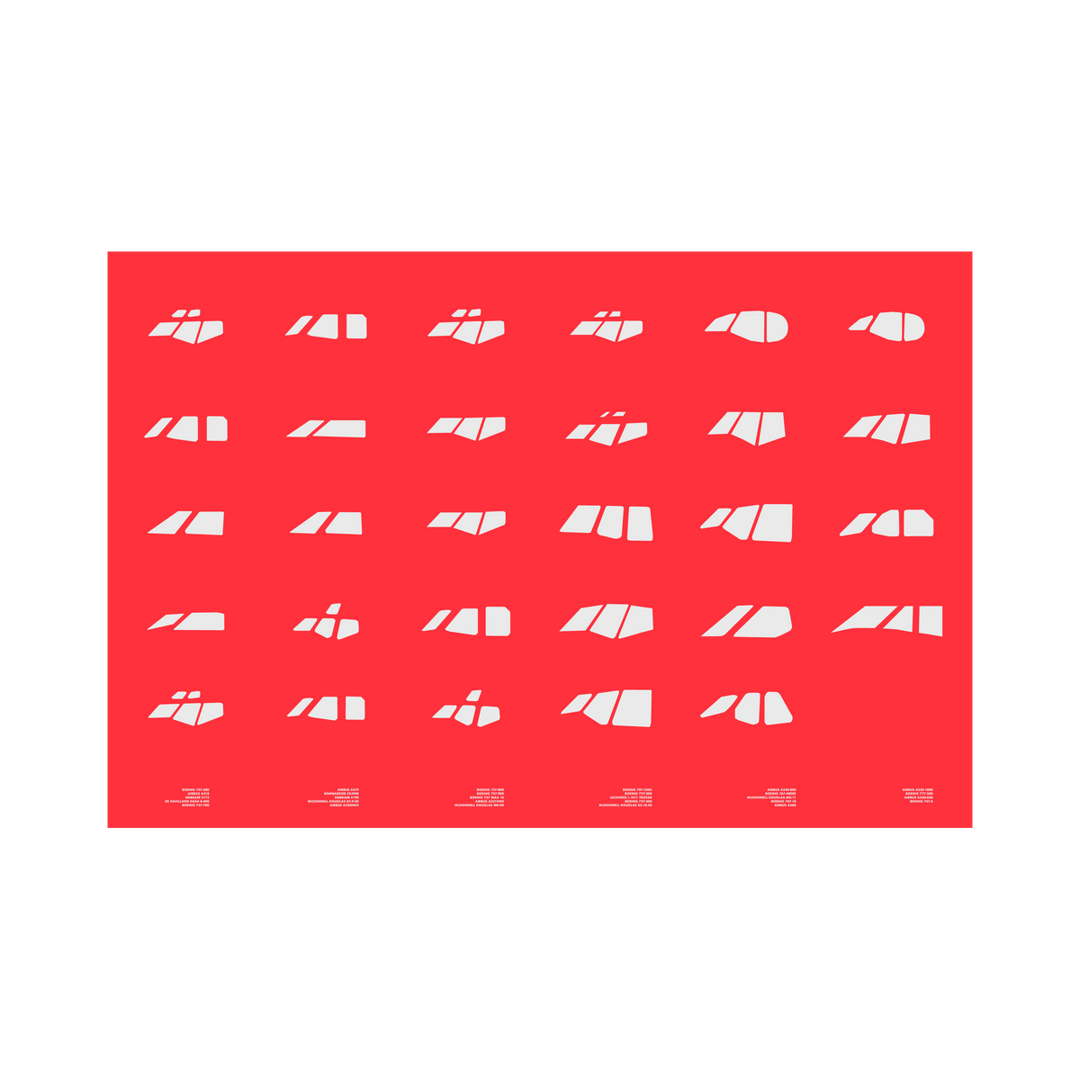 All Cockpits, gray on red poster by 08 Left