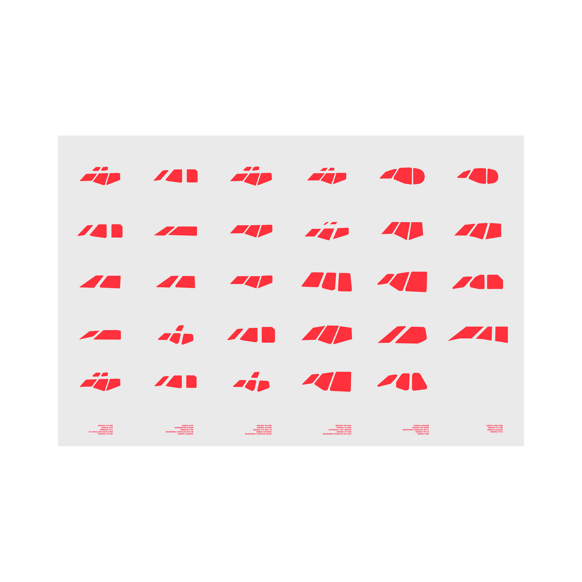 All Cockpits, red on gray poster by 08 Left
