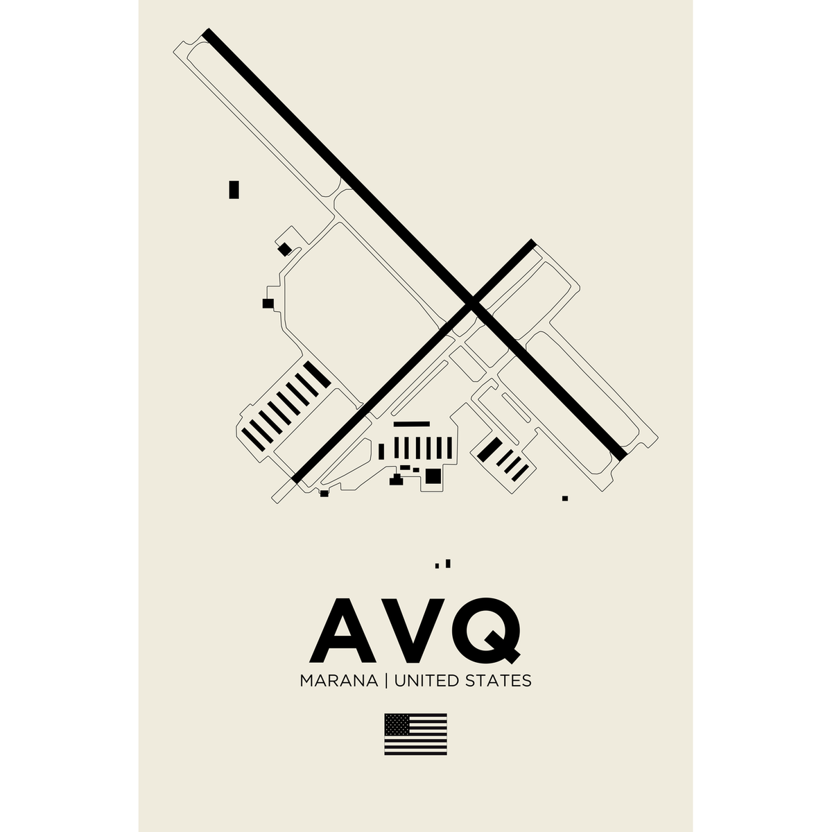 AVQ White Line airport diagram print by 08 Left