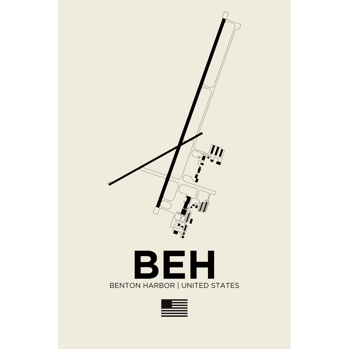 BEH White Line airport diagram print by 08 Left