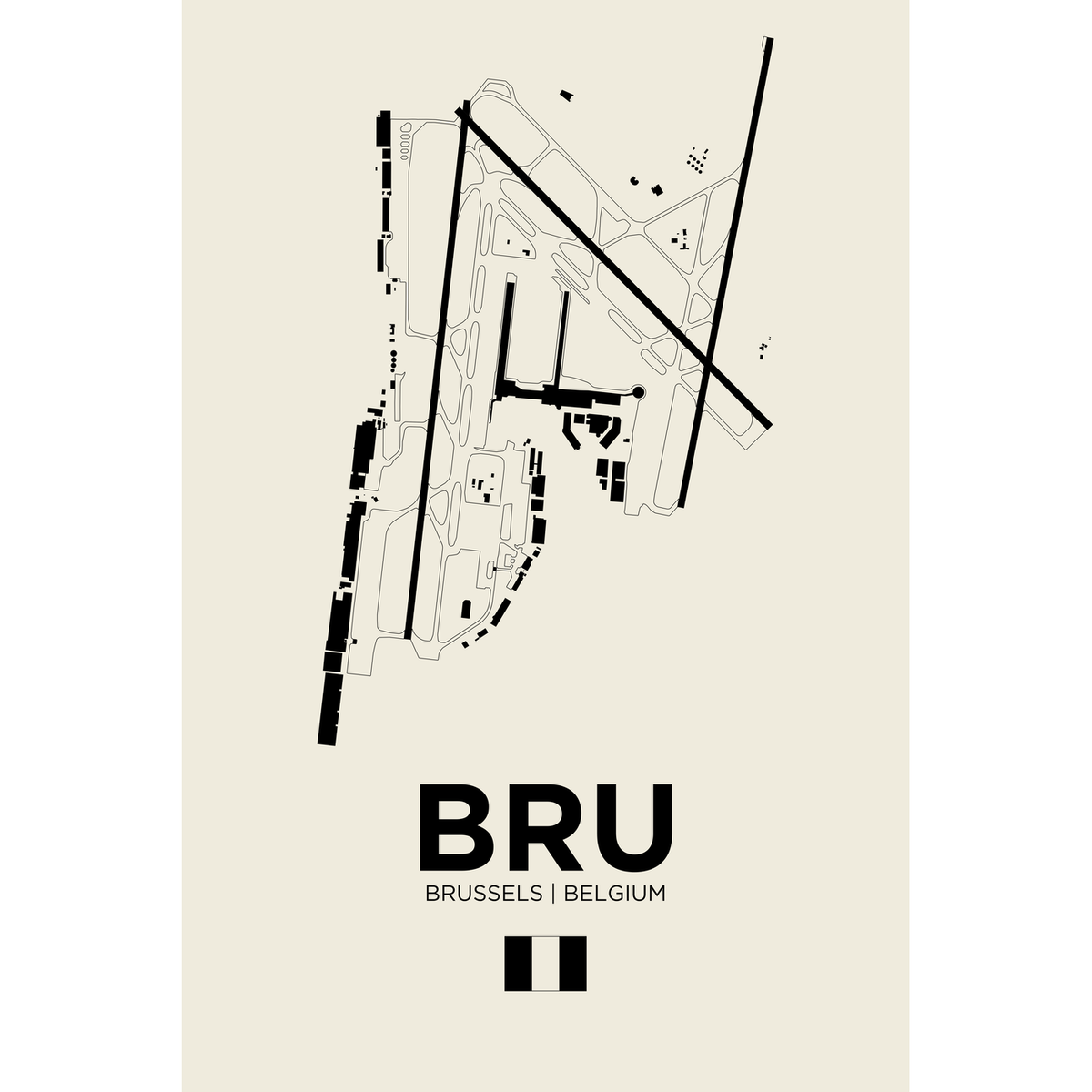 BRU White Line airport diagram print by 08 Left