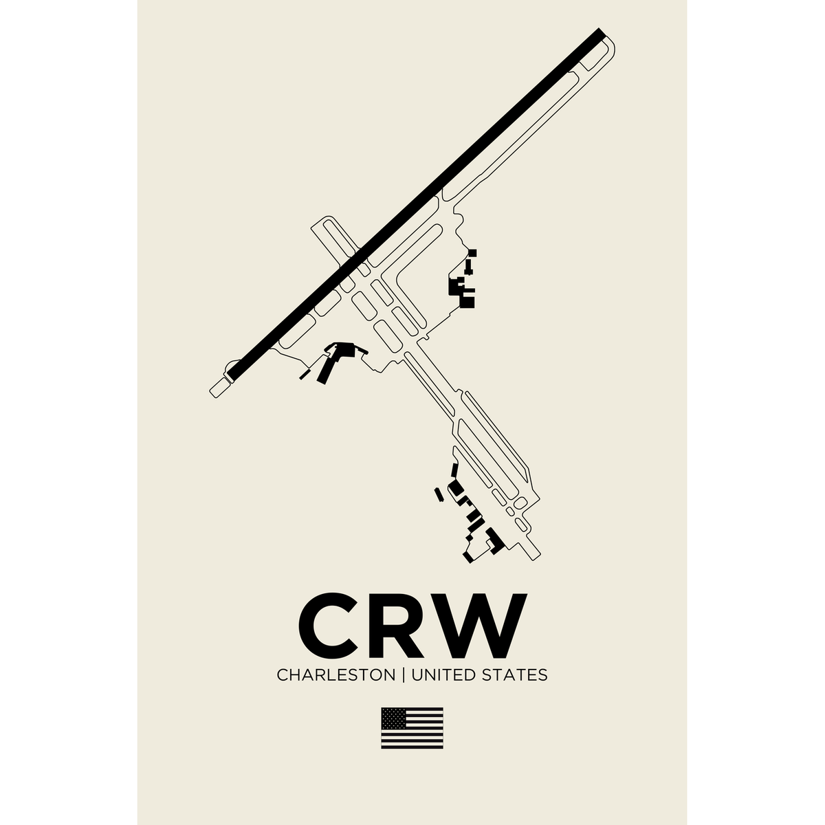 CRW White Line airport diagram print by 08 Left
