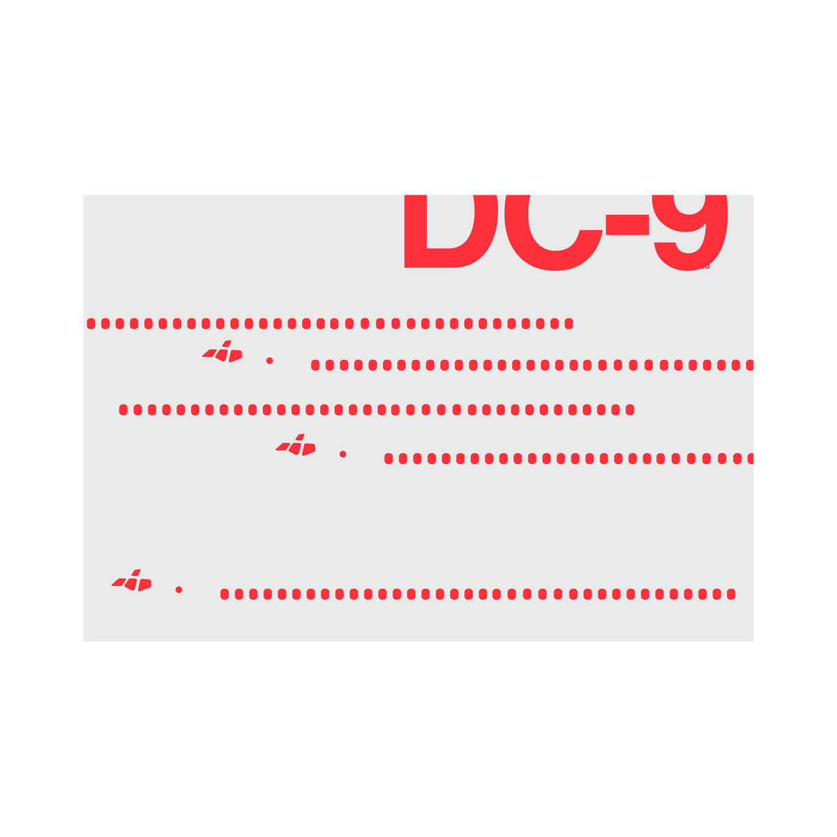 DC-9-30 Windows, red on gray poster by 08 Left