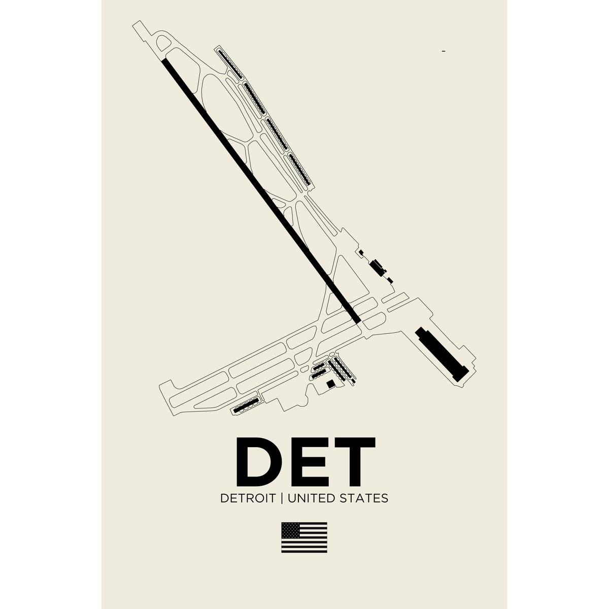 DET White Line airport diagram print by 08 Left