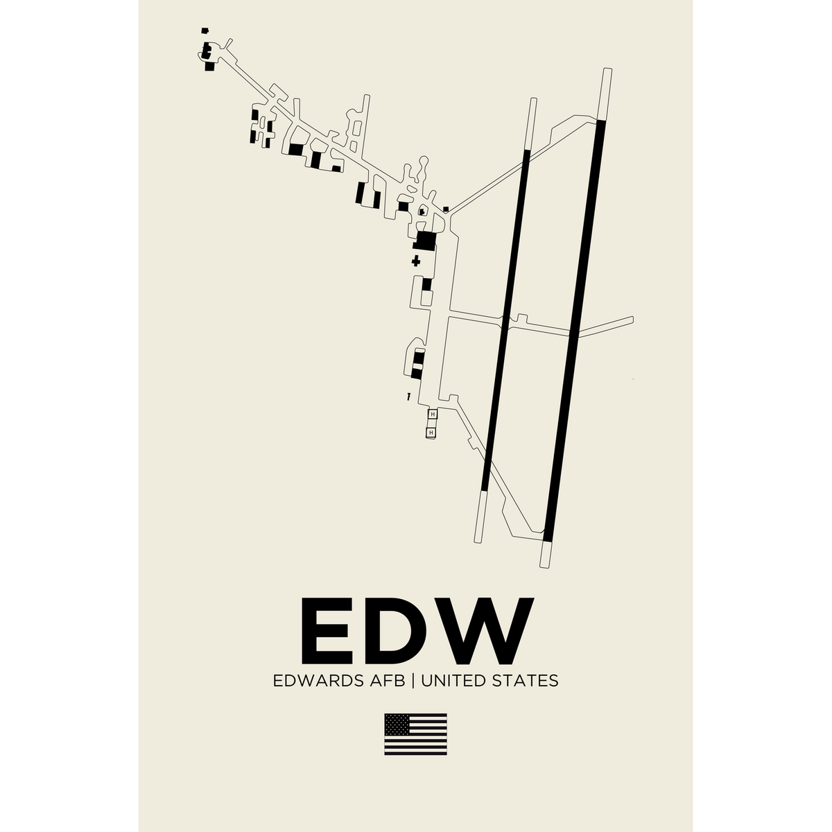 EDW White Line airport diagram print by 08 Left