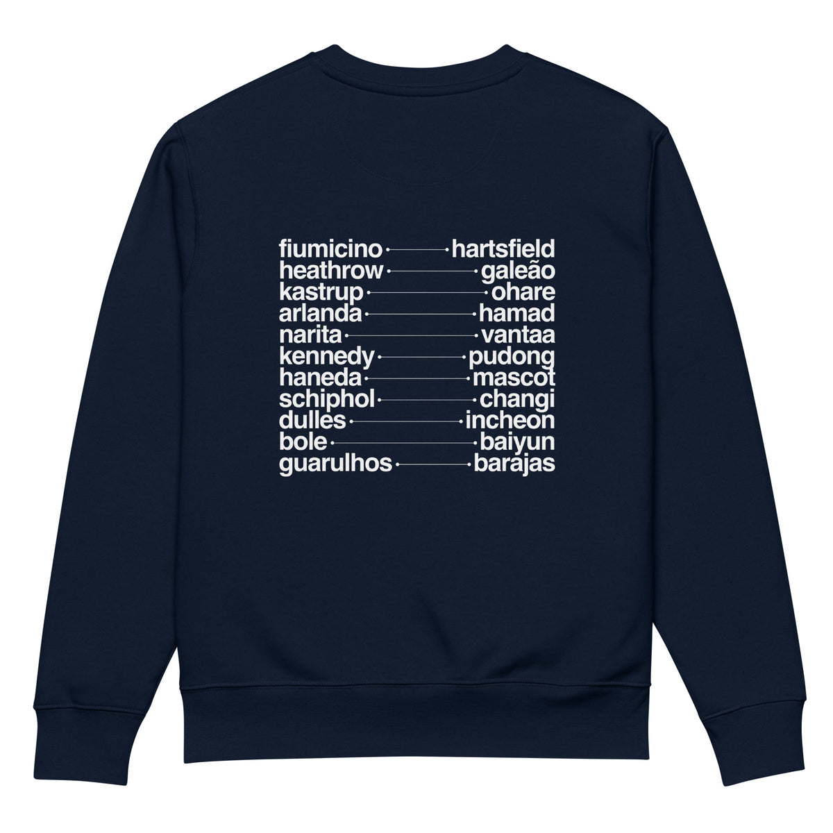 fly sweatshirt in french navy, back, laid flat