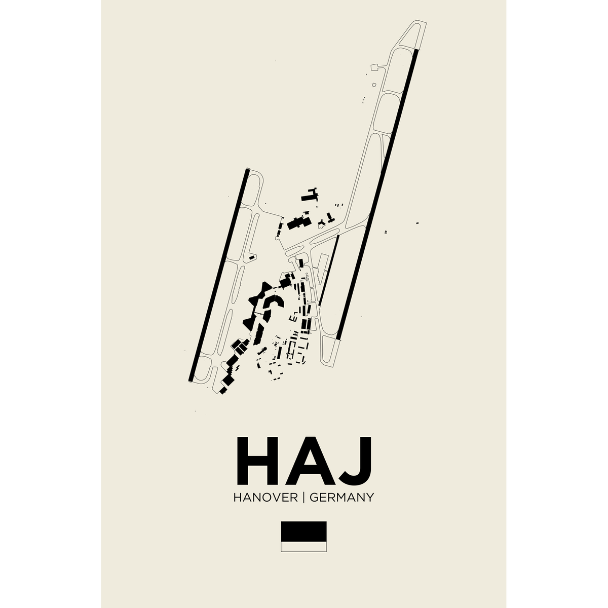 HAJ White Line airport diagram print by 08 Left