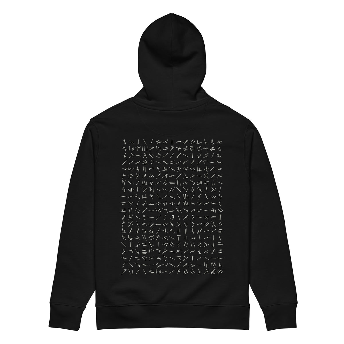 Language of Runways hoodie in black, back, laid flat