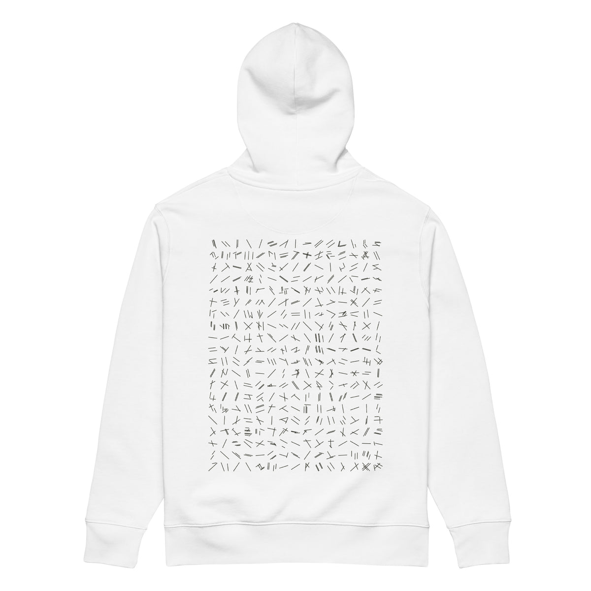 Language of Runways hoodie in white, back, laid flat