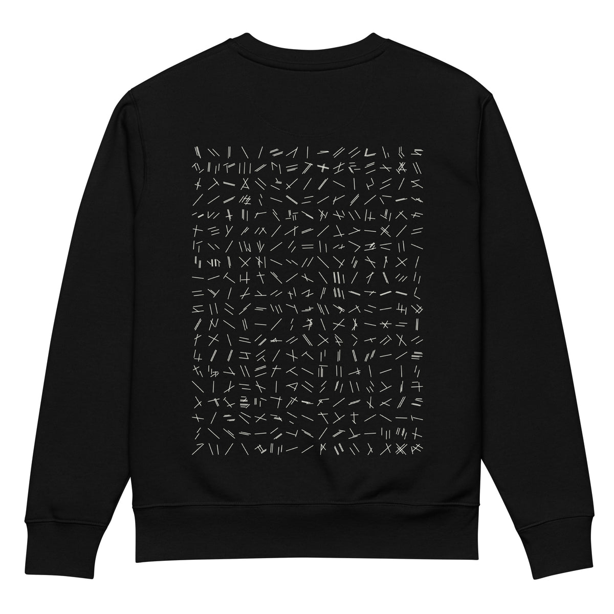 Language of Runways sweatshirt in black, back, laid flat