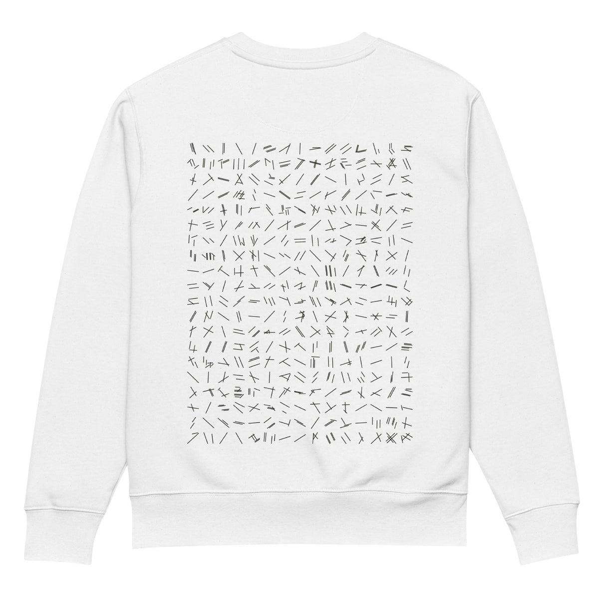 Language of Runways sweatshirt in white, back, laid flat