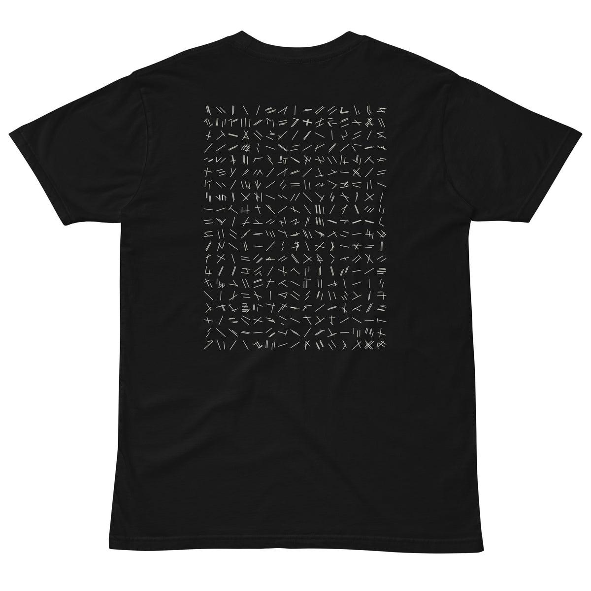 Language of Runways tee in black, back, laid flat
