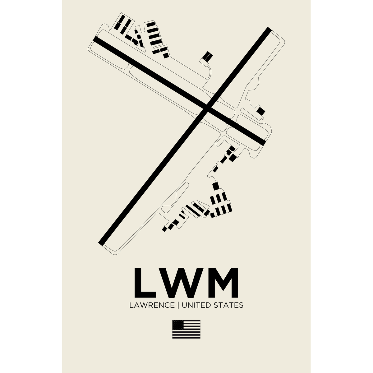 LWM White Line airport diagram print by 08 Left