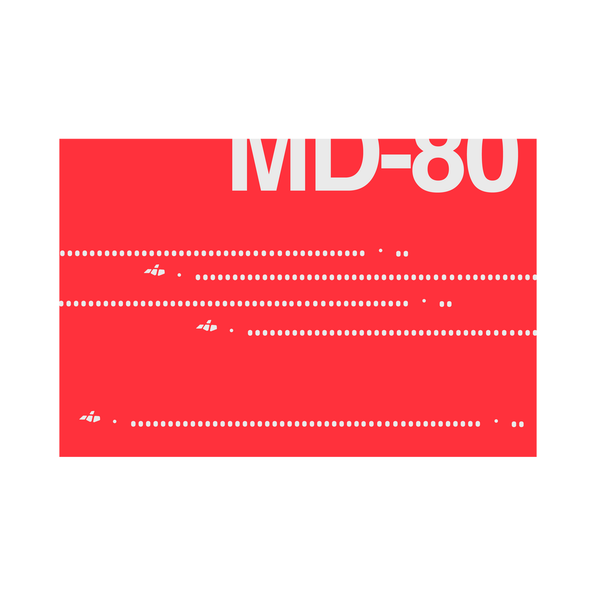 MD-80 Windows, gray on red poster by 08 Left