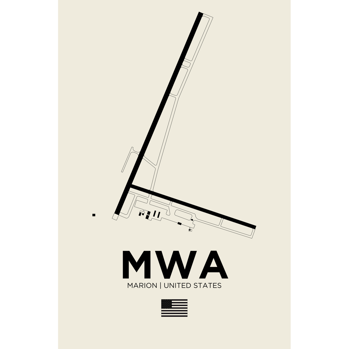 MWA White Line airport diagram print by 08 Left