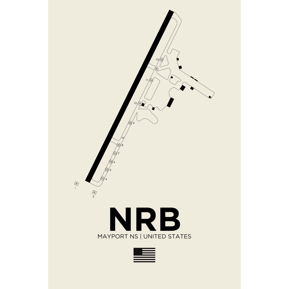NRB White Line airport diagram print by 08 Left