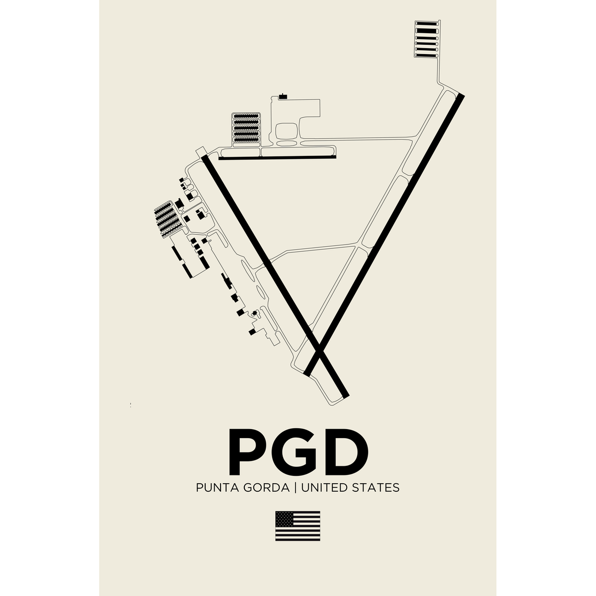 PGD White Line airport diagram print by 08 Left