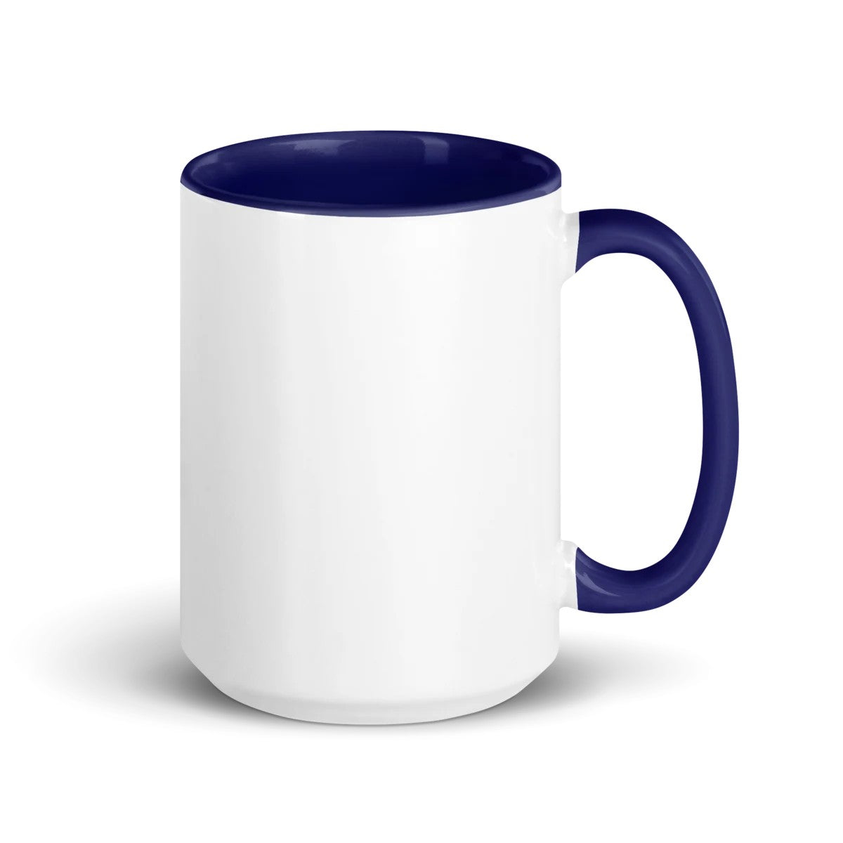 Custom Runway Mug, dark blue inside, 15 oz