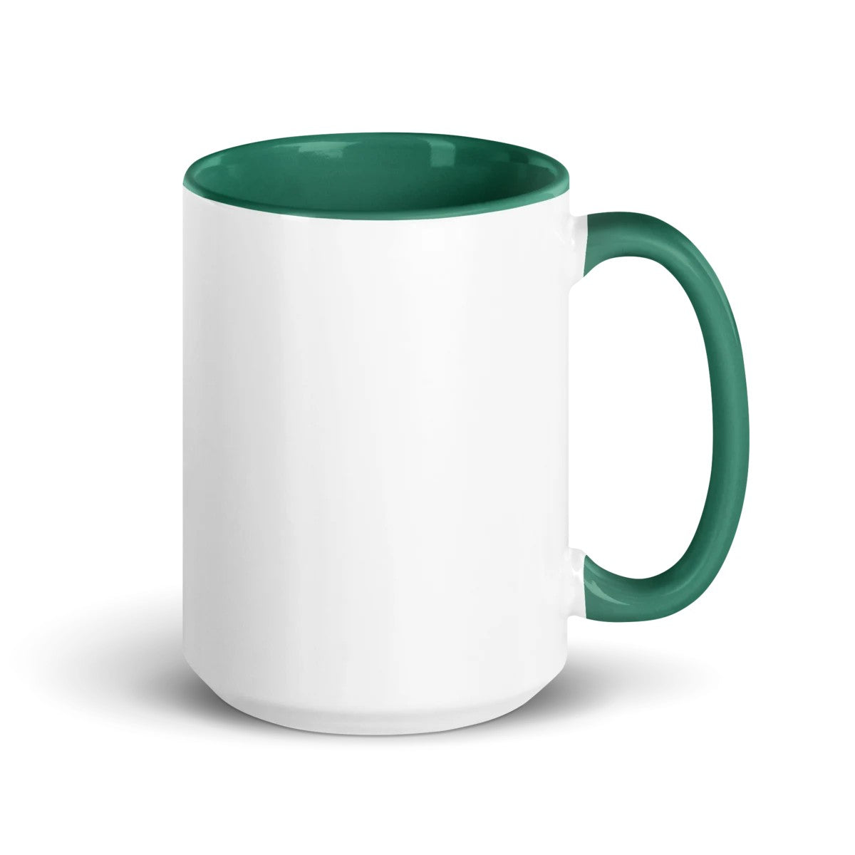 Custom Runway Mug, dark green inside, 15 oz
