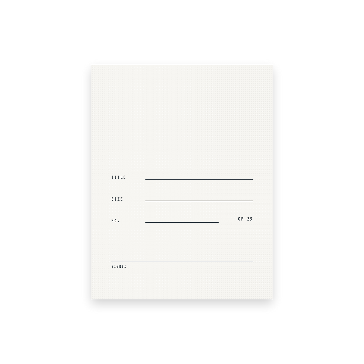 The letterpress card that comes with every print, signed and numbered by Ryan